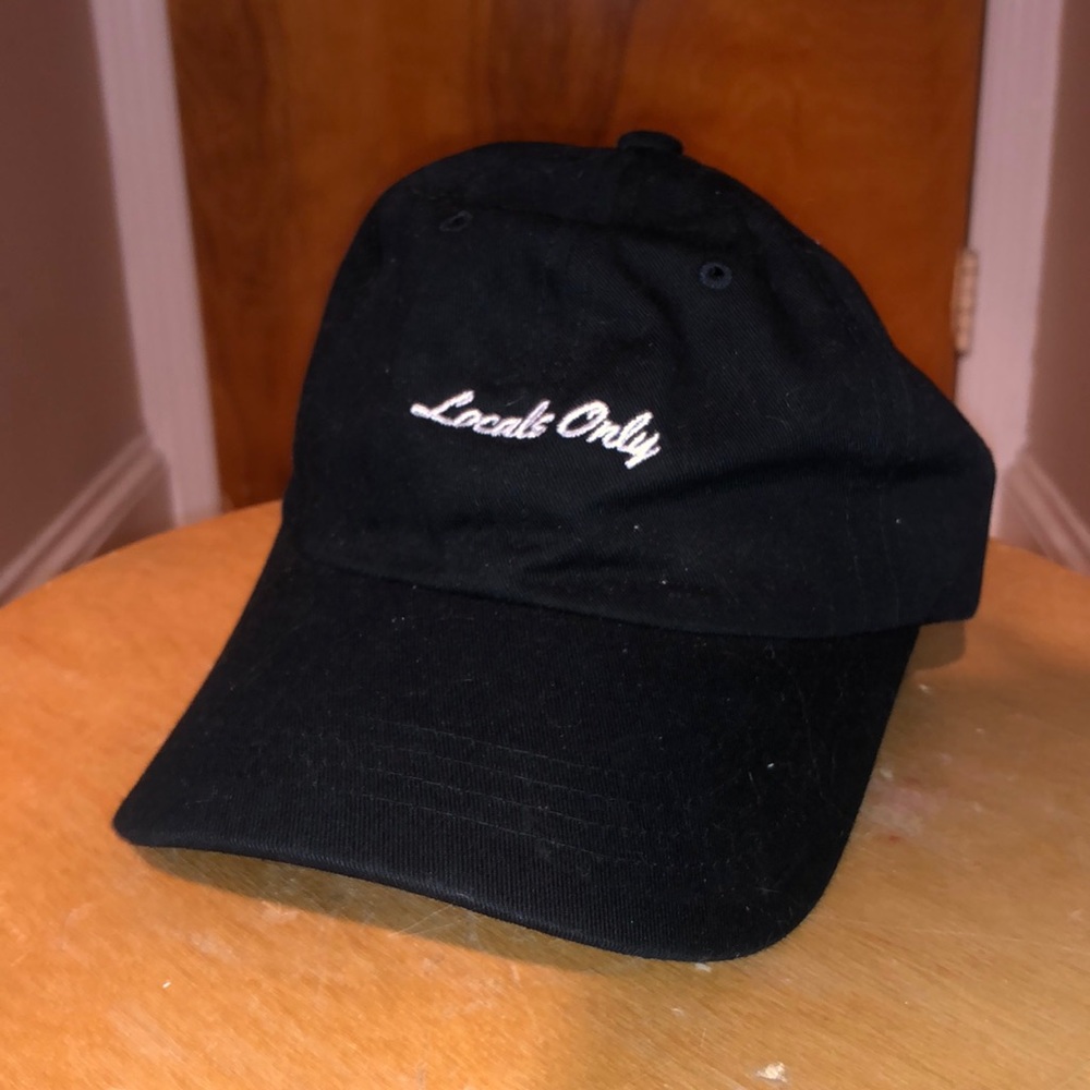 Rare Promo Locals Only LI black & white cursive logo dad hat